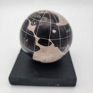 Hand-Carved Soapstone Globe World Map Paperweight